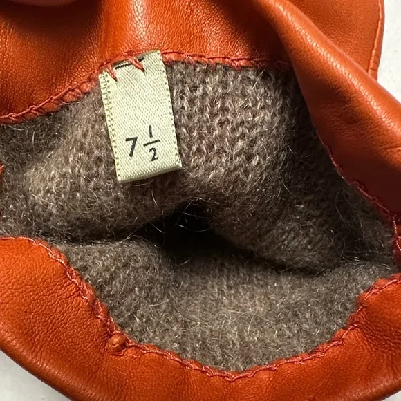 Elegant Fownes Brothers Orange wool lined Leather Gloves - Picture 8 of 8